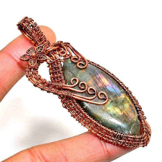Astral Aura – Oxidized Copper Labradorite Pendant
