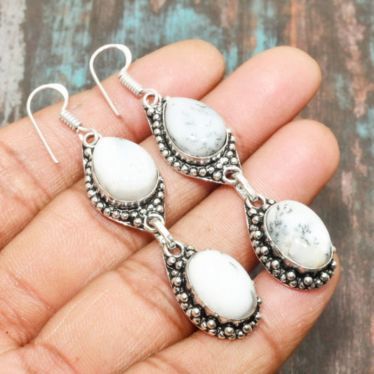 Tranquil Glow – Sterling Silver White Stone Earrings