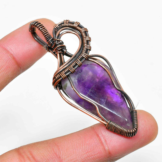Ezra’s Veil – Oxidized Copper Amethyst Pendant