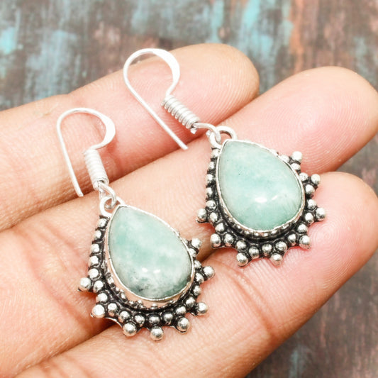 Tranquil Grace – Amazonite & Silver Earrings