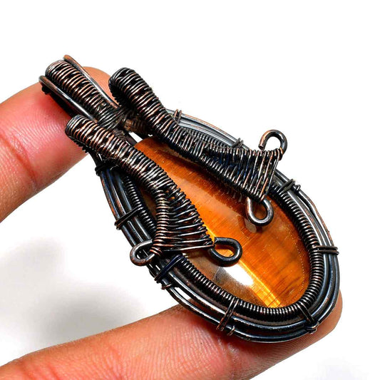 Solara’s Shield – Tiger’s Eye Copper Pendant