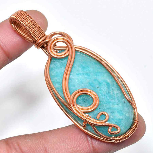 Aqua Serenity – Copper-Wrapped Aventurine Pendant