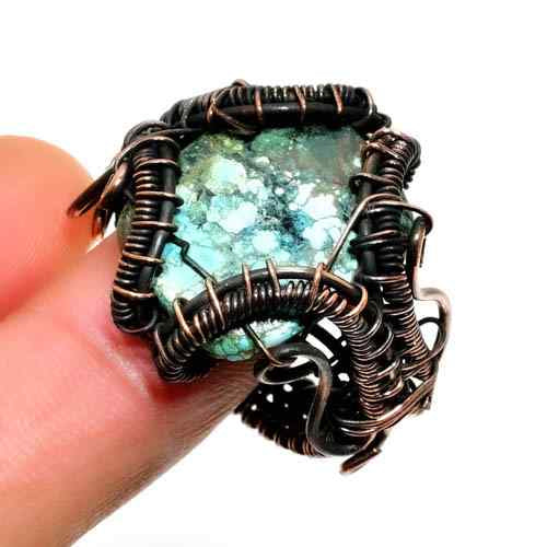 Serenity Wave – Raw Aqua Aura Quartz Copper Ring