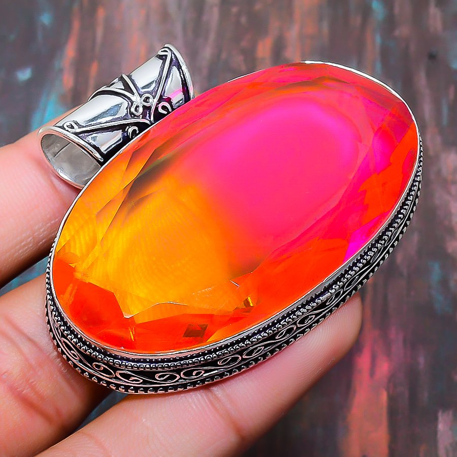 Luminous Prism – Multicolor Gemstone Silver Pendant