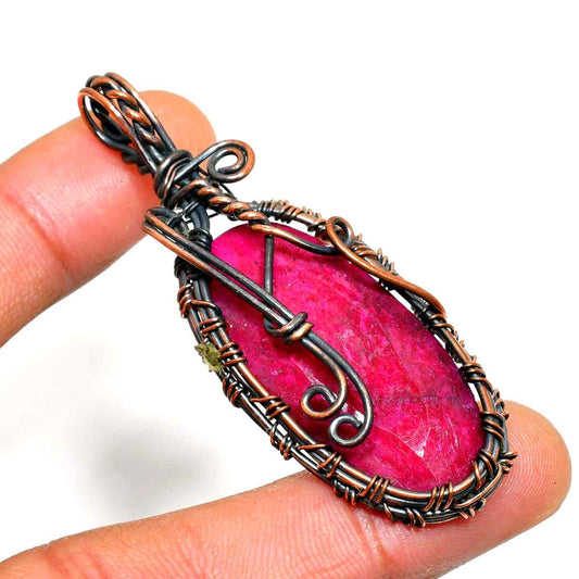 Crimson Ember – Ruby & Copper Wire Pendant