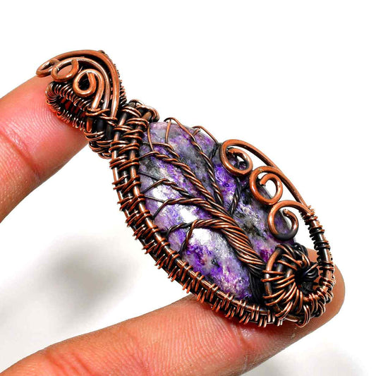 Ezra’s Veil – Handcrafted Amethyst & Copper Pendant