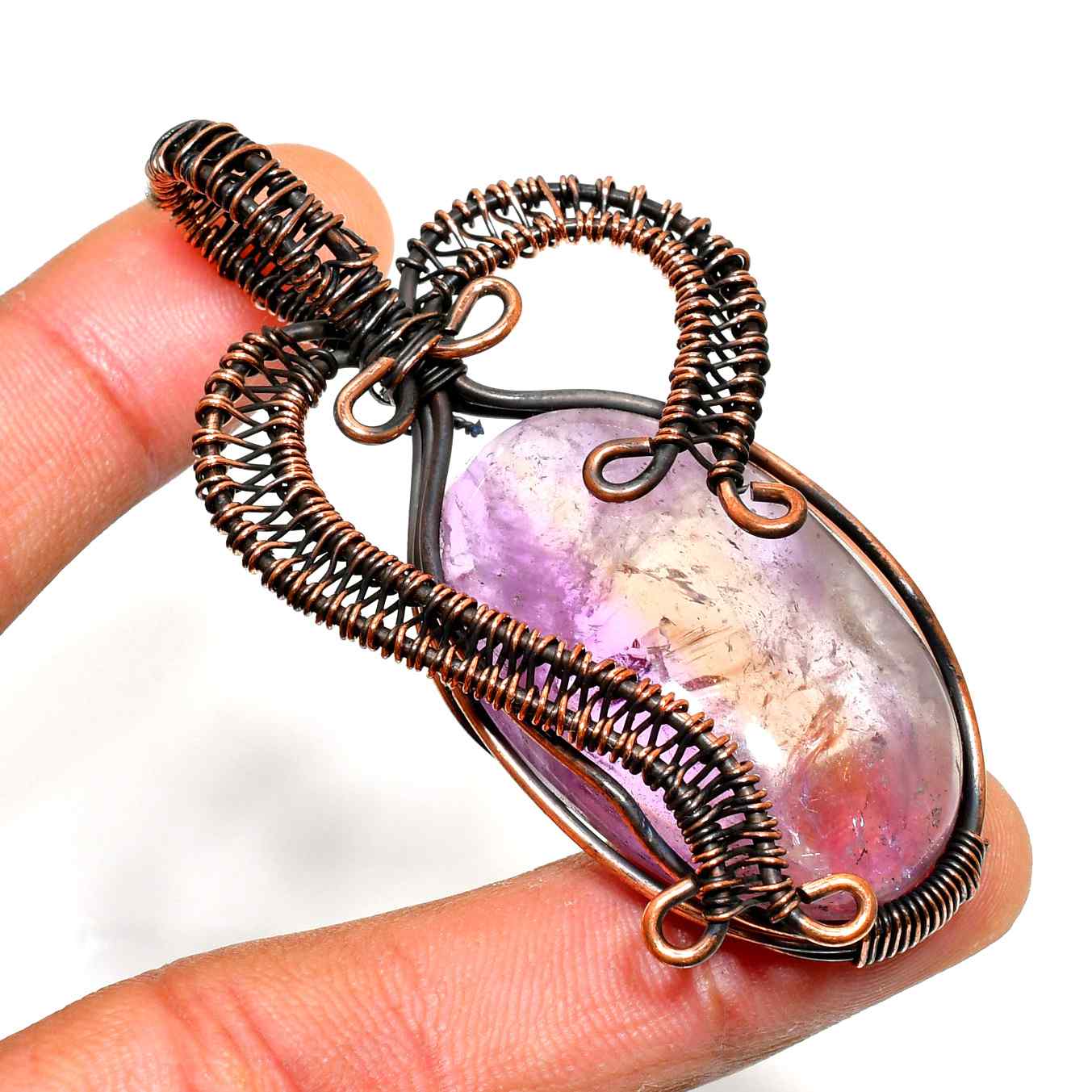 Ezra’s Veil – Handcrafted Amethyst & Copper Pendant