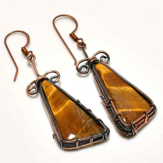 Valor’s Gaze – Tiger’s Eye Copper Earrings