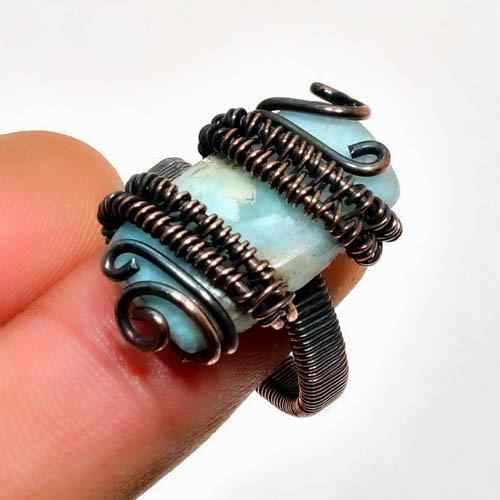 Azura’s Embrace – Aquamarine & Copper Ring