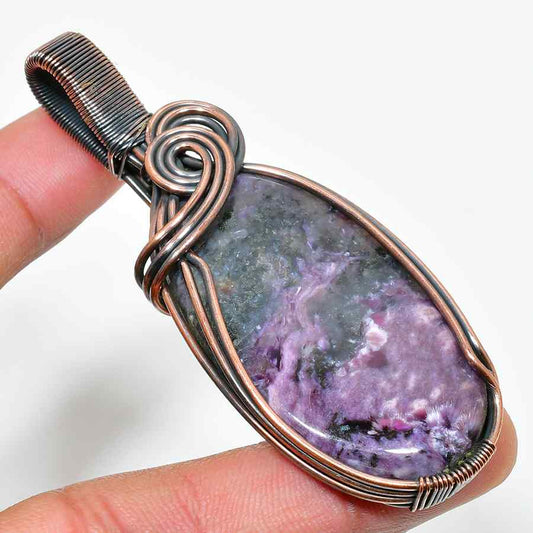 Ezra’s Veil – Amethyst Copper Wire Pendant