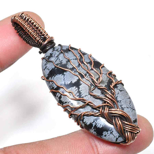 Gaia’s Embrace – Zebra Jasper Copper Tree Pendant