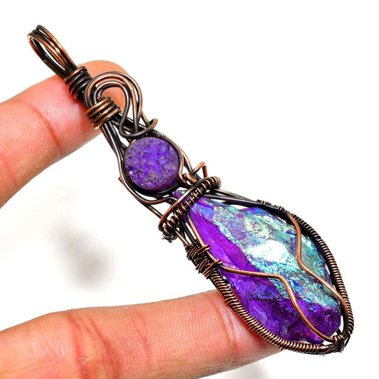 Ezra’s Veil – Amethyst & Oxidized Copper Pendant