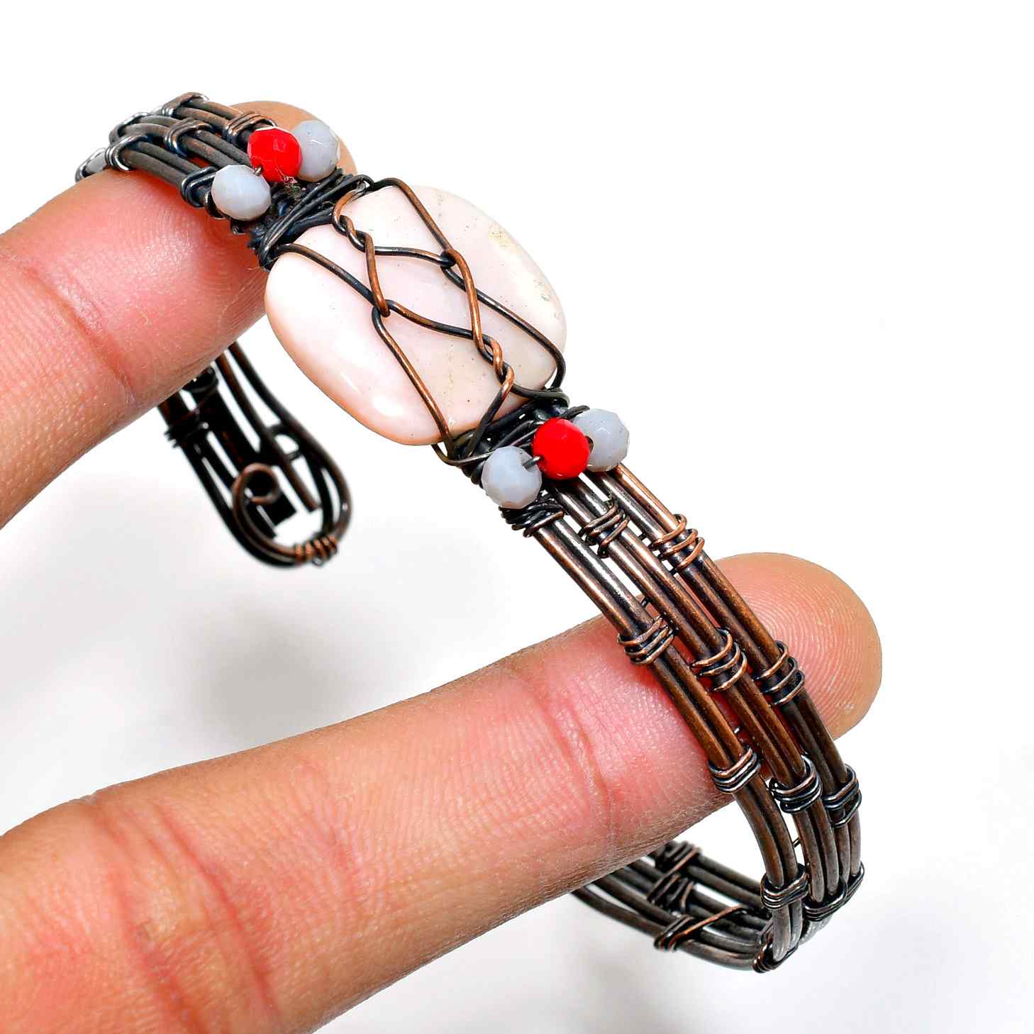 Grounded Grace – Oxidized Copper & Natural Stone Bracelet