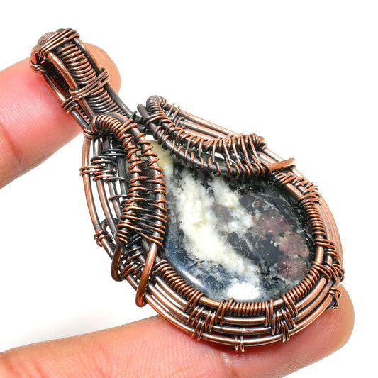 Gaia’s Embrace – Copper-Wrapped Earthstone Pendant