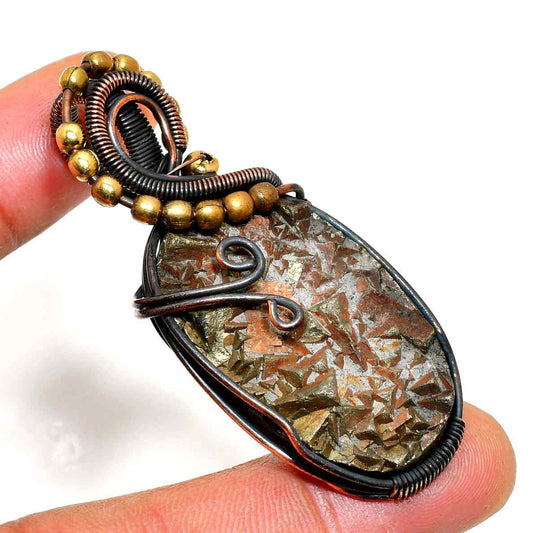 Grounded Gold – Raw Pyrite Copper Pendant