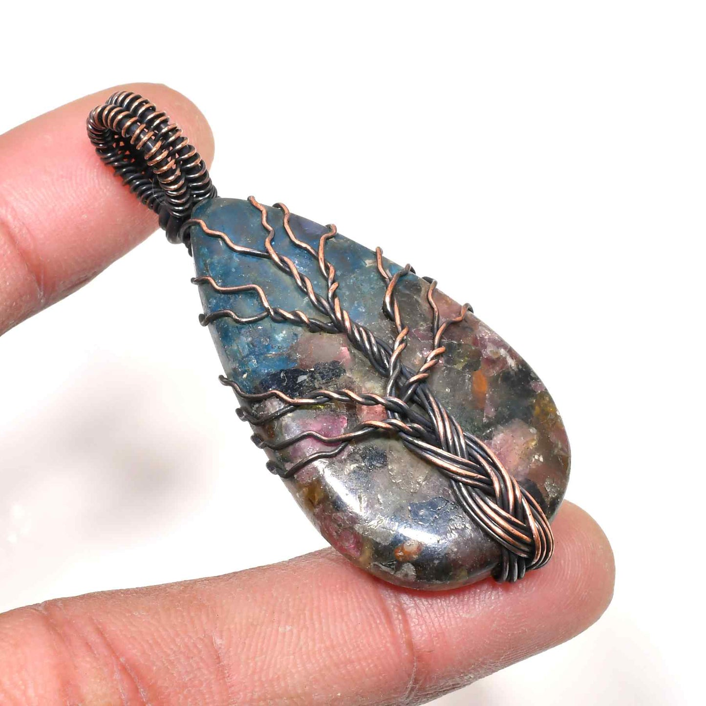Gaia’s Balance – Copper Wire Gemstone Pendant