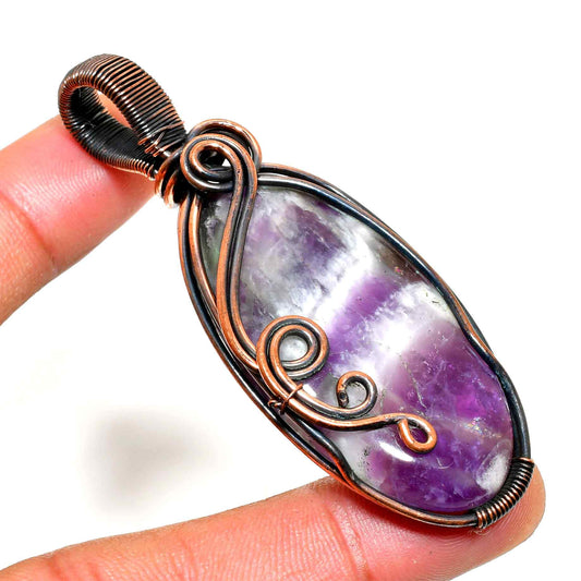 Ezra’s Veil – Hand-Wrapped Amethyst & Copper Pendant