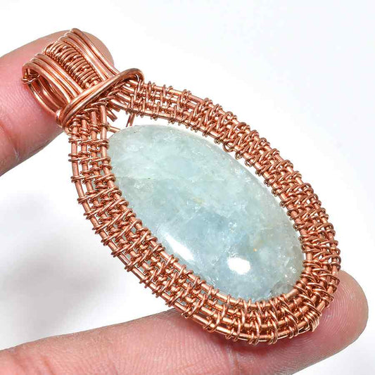 Tranquil Tide – Aquamarine Copper Pendant