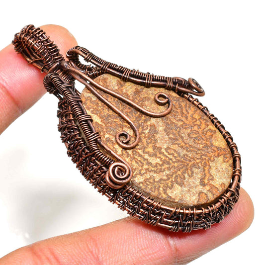 Gaia’s Embrace – Oxidized Copper & Stone Pendant