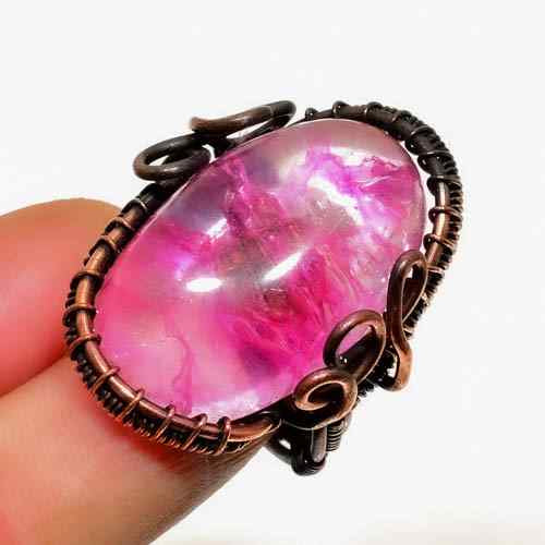 Aurora’s Embrace – Pink Tourmaline Copper Ring