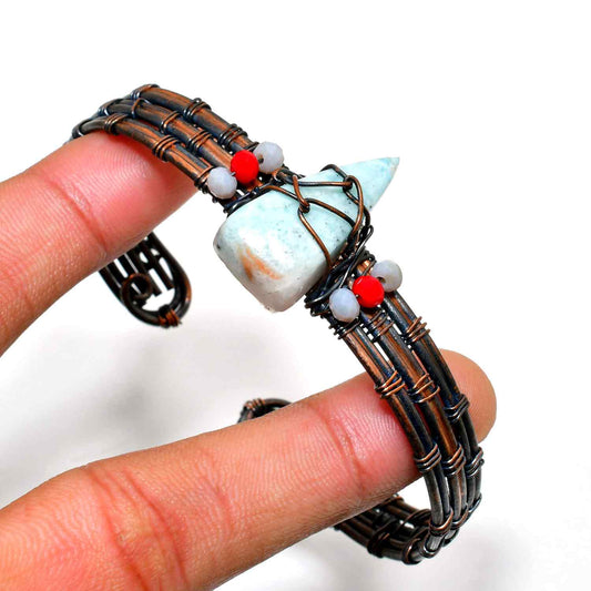 Terra’s Embrace – Turquoise & Copper Wire-Wrapped Bracelet