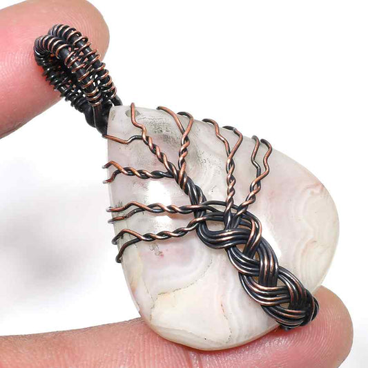 Gaia’s Embrace – Oxidized Copper Agate Pendant