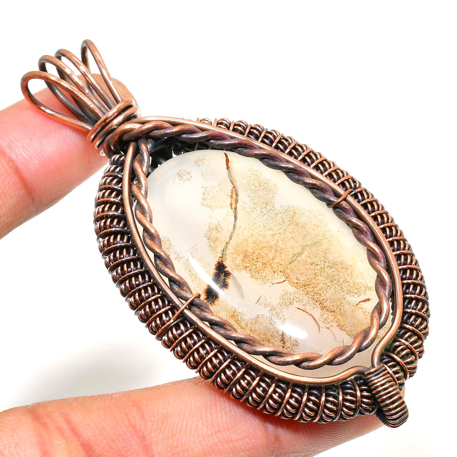Gaia’s Embrace – Copper-Wrapped Gemstone Pendant
