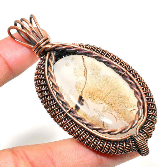 Gaia’s Embrace – Copper-Wrapped Gemstone Pendant