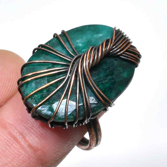 Emerald Ember – Oxidized Copper & Emerald Ring