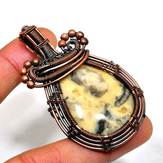 Harmonia’s Embrace – Copper-Wrapped Stone Pendant