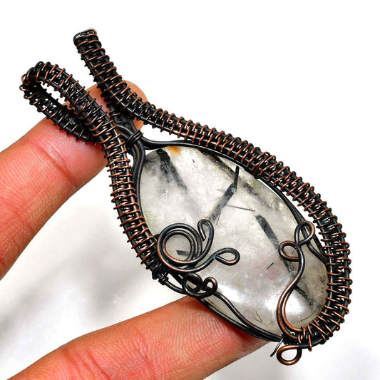 Midnight Harmony – Hand-Wrapped Quartz Pendant