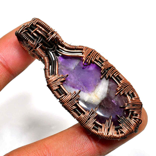 Ezra’s Veil – Amethyst & Oxidized Copper Pendant