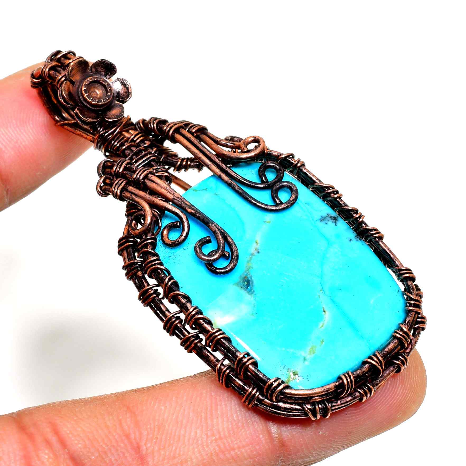 Ocean’s Embrace – Turquoise Copper Pendant