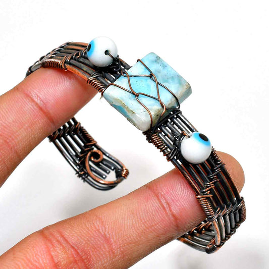 Serenity’s Gaze – Blue Agate Copper Bracelet