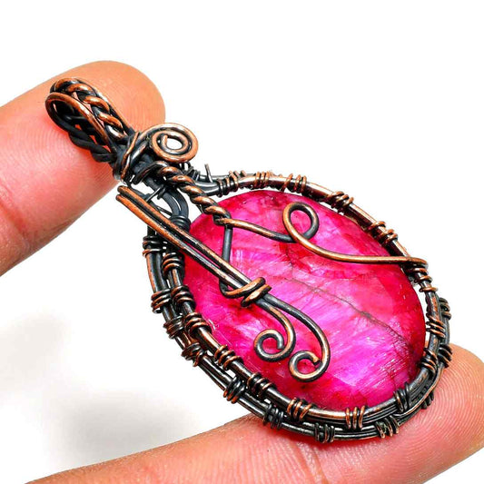 Crimson Harmony – Ruby Copper Pendant
