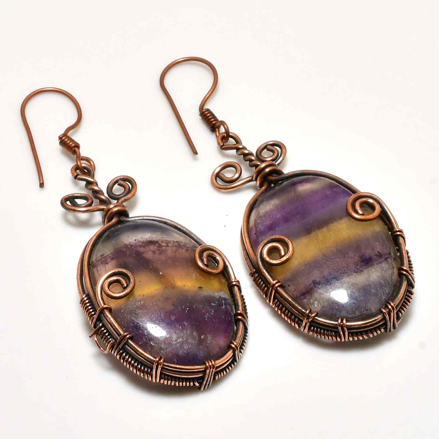 Aurora’s Balance – Fluorite Copper Earrings