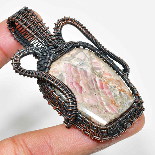 Gaia’s Embrace – Oxidized Copper Gemstone Pendant