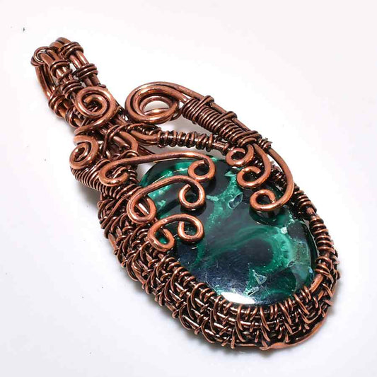 Malachite Whisper – Copper-Wrapped Harmony Pendant