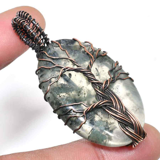 Gaia’s Arbor – Moss Agate Copper Pendant