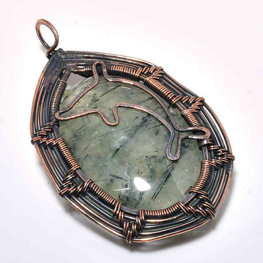 Gaia’s Harmony – Green Stone Copper Pendant