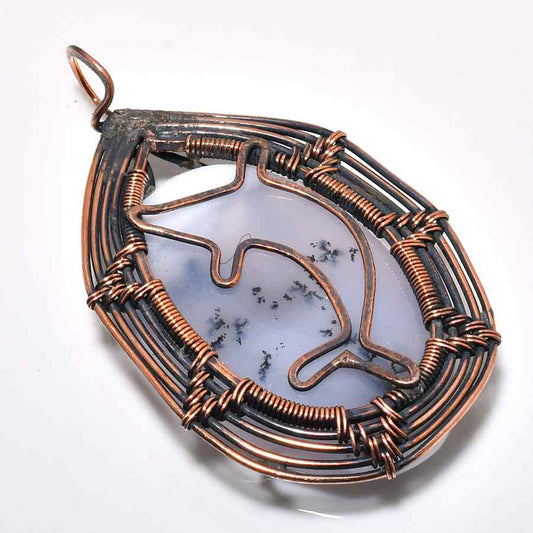 Dolphin’s Embrace – Agate & Copper Pendant