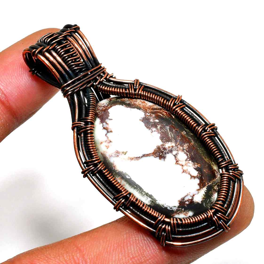 Gaia’s Embrace – Copper-Wrapped Stone Pendant