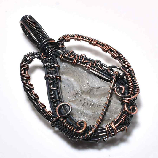 Ethereal Ember – Druzy Quartz Copper Pendant