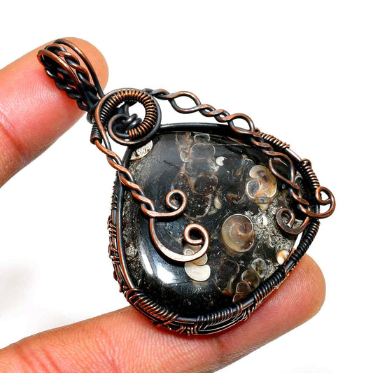 Midnight Aegis – Obsidian Copper Pendant