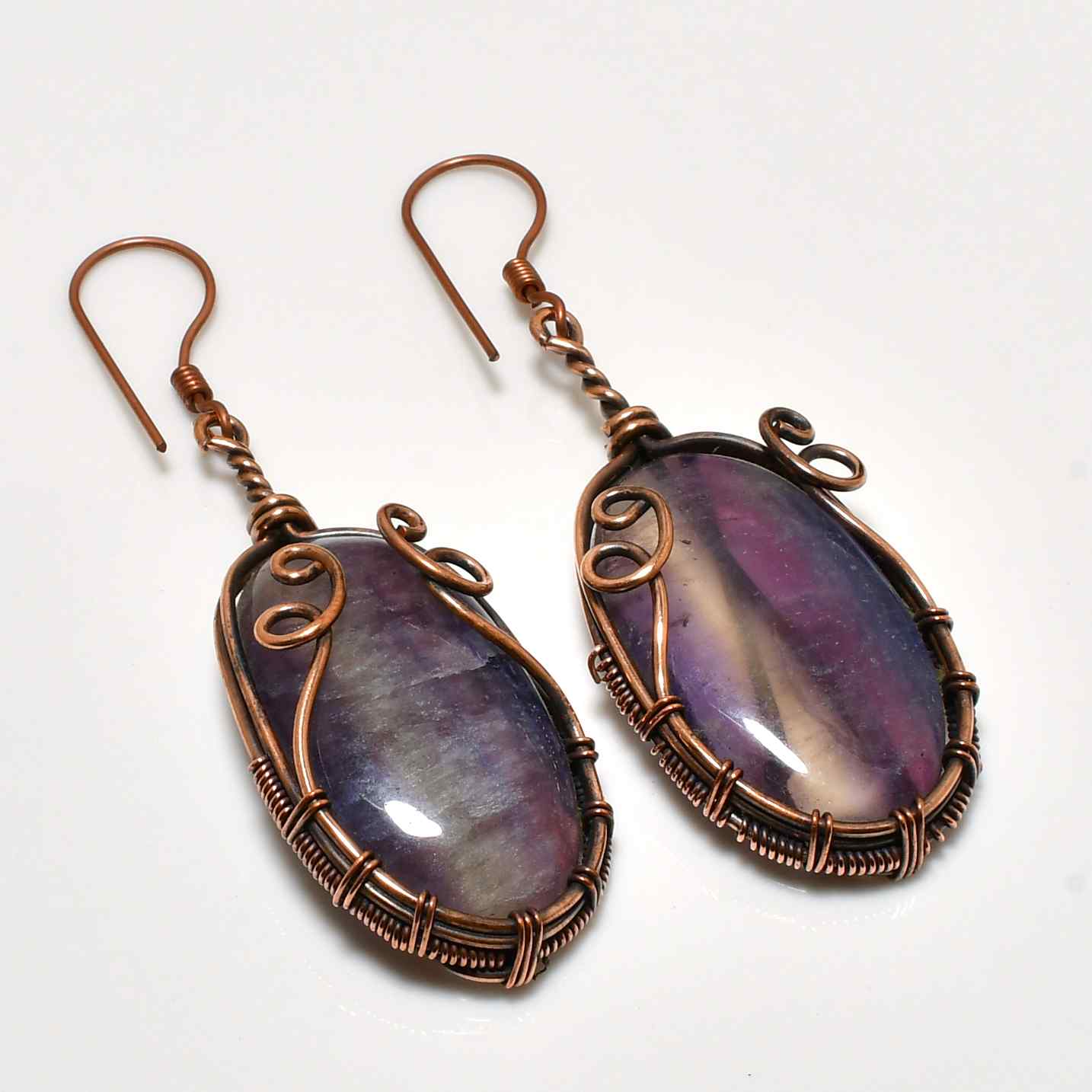 Mystic Drops – Amethyst Copper Earrings