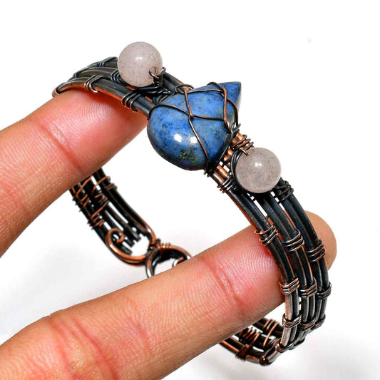 Soul’s Clarity – Lapis Lazuli & Rose Quartz Copper Bracelet