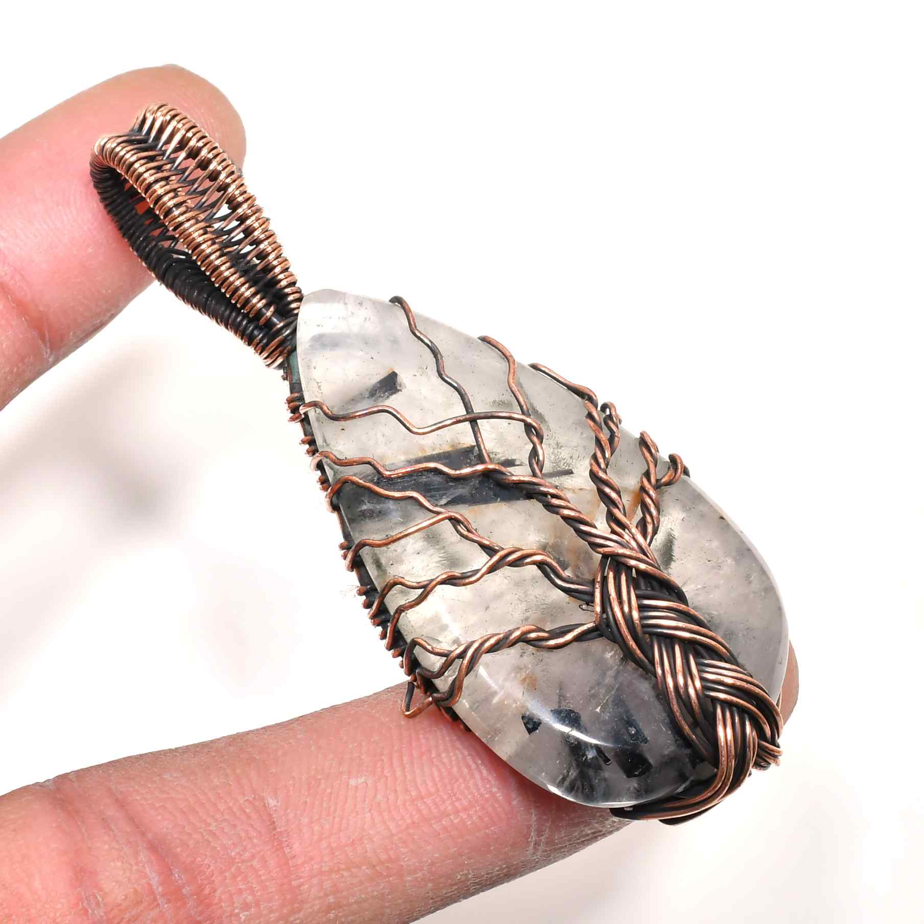 Sylvan Harmony – Silver Quartz Copper Pendant