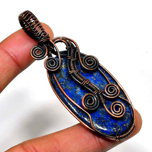 Celestial Harmony – Lapis Lazuli Copper Pendant