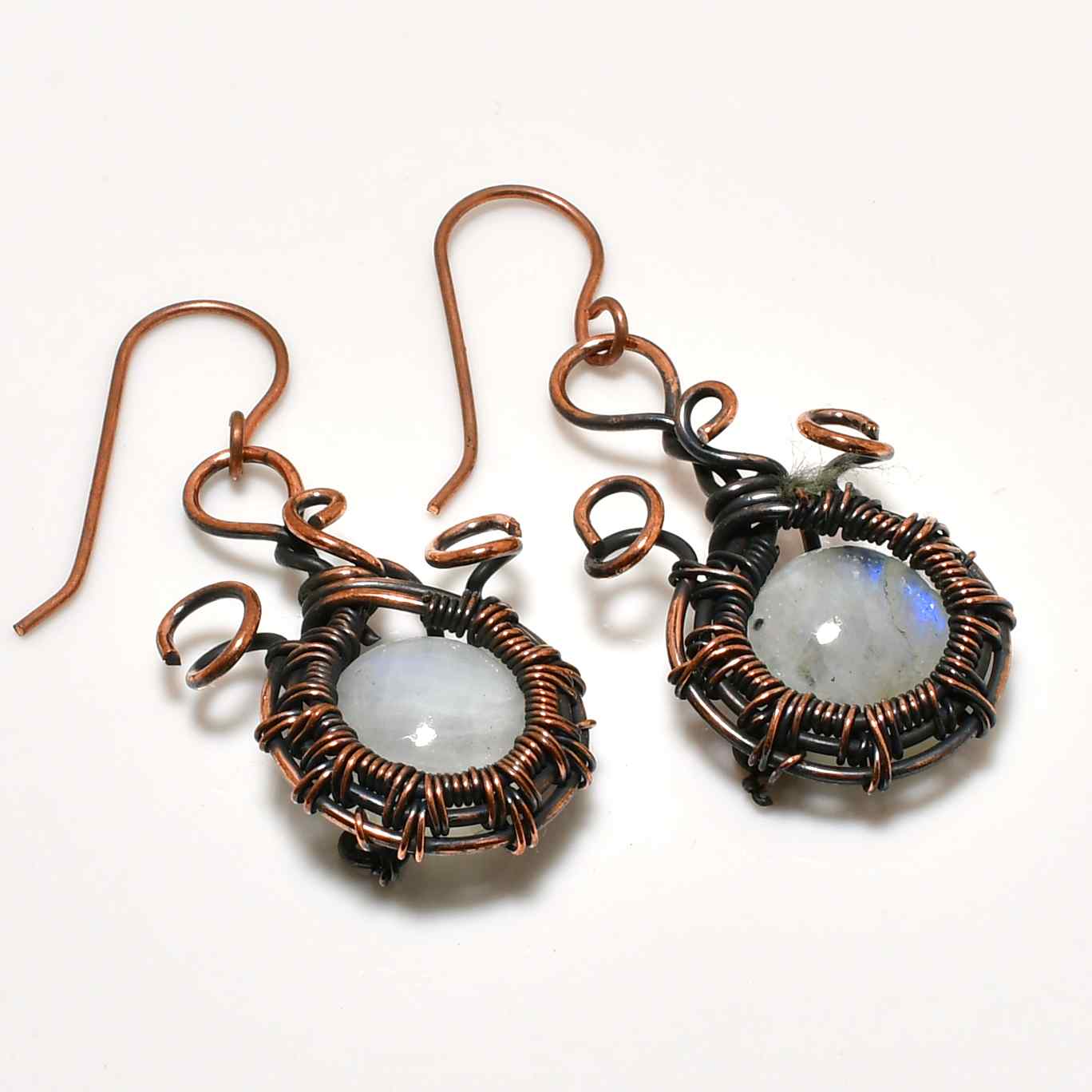 Moonlit Muse – Copper-Wrapped Moonstone Earrings