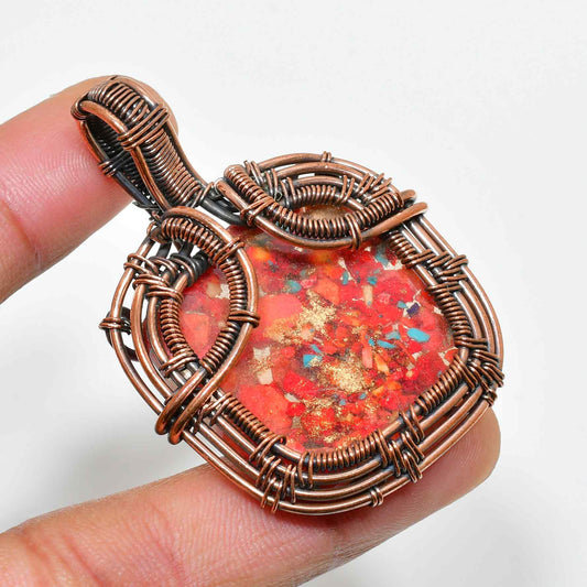 Ember’s Embrace – Red Jasper & Copper Pendant